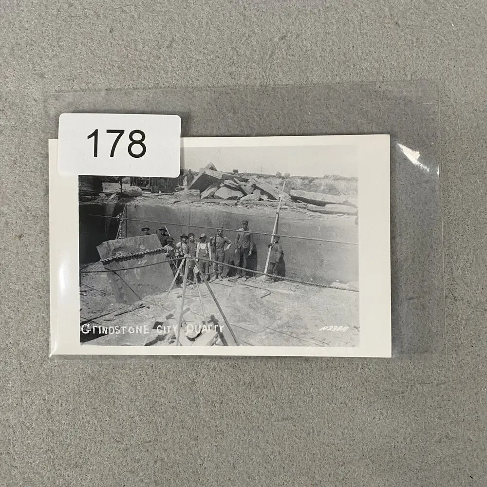 Vintage Grindstone City Quarry Workers Michigan RPPC Real Photo B&W Postcard
